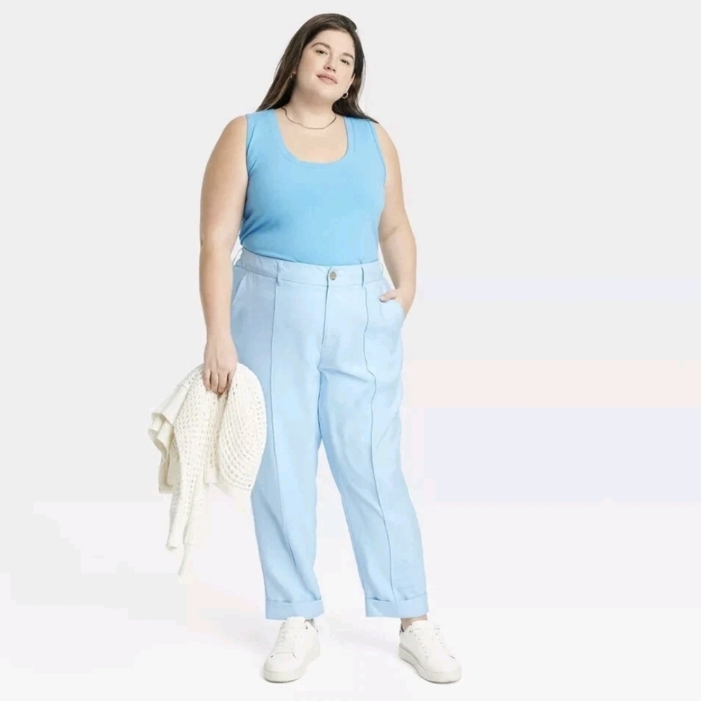 A NEW DAY Light Blue High Rise Slim Fit Effortless-Pintuck Ankle Pants.SIZE:17R